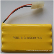 Ni-CD 9.6V AA size Battery 500mAh battery pack cell